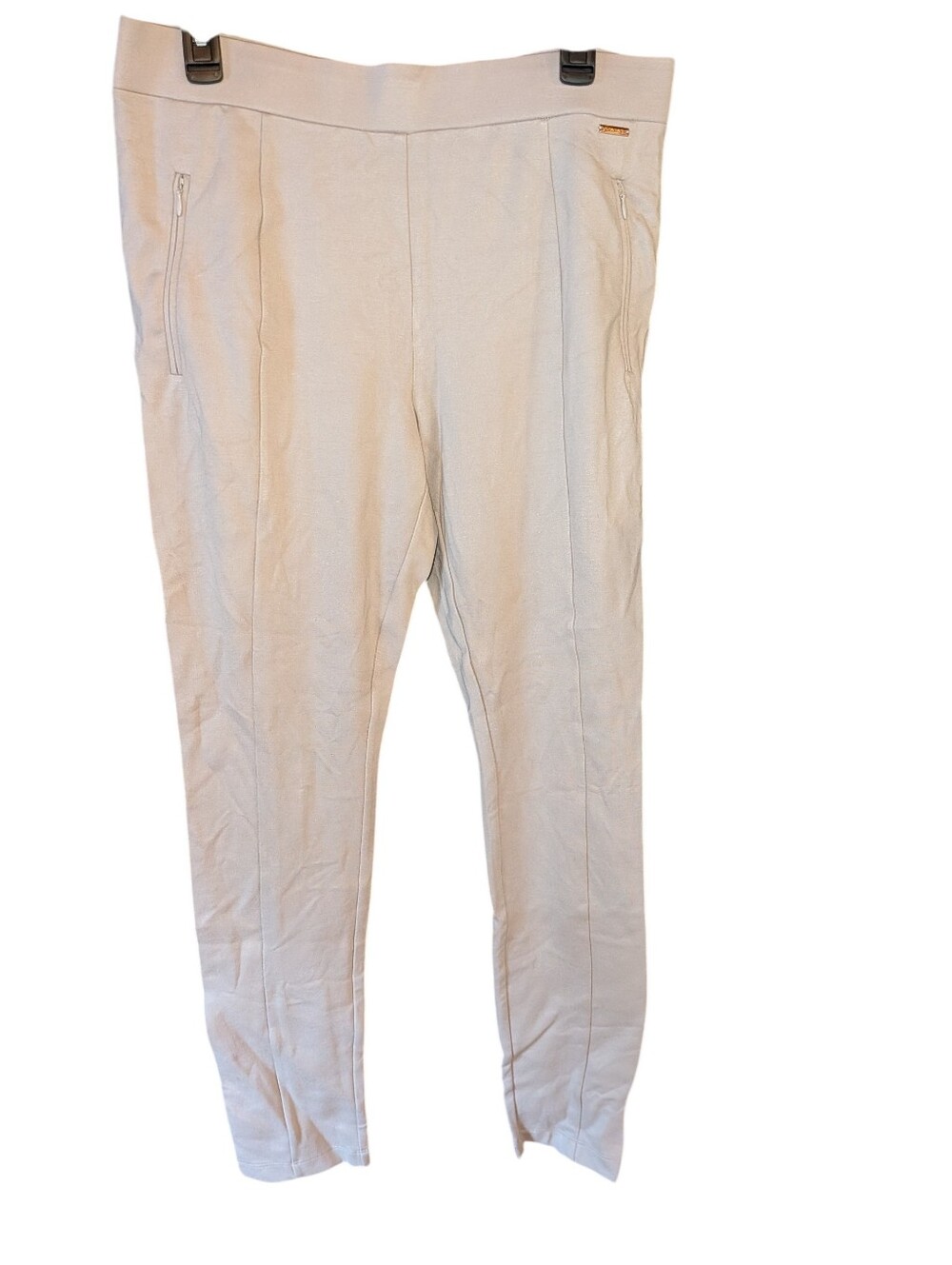 T Tahari Pull On Off White Cream Leggings Piping Down Front NWT Size L